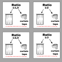 Curtain tape Two Pleats, Transparent with white cord, Width 10 cm, Ratio 1:2